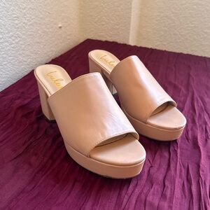 Lulu's Tan Platform Mules